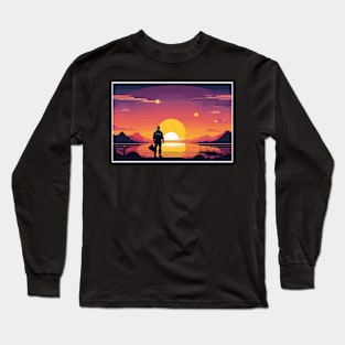 "From Struggle to Serenity: A Victorious Stance at Dusk" Long Sleeve T-Shirt